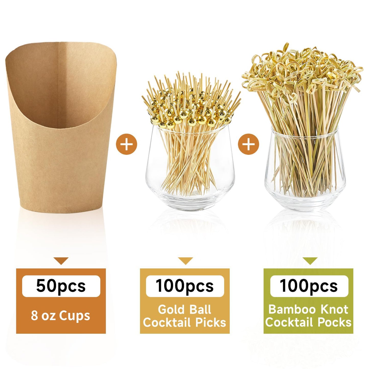ZORRITA Small Charcuterie Cups with Sticks, 8 oz, 50 Sets