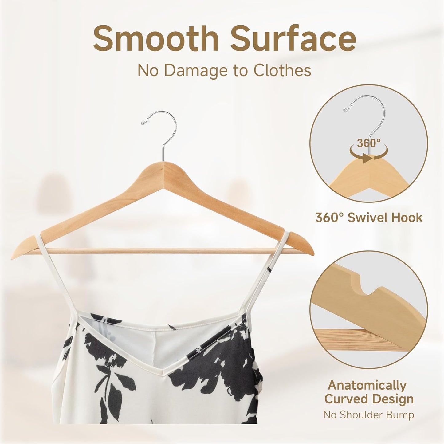 StorageWorks Wooden Clothes Hangers - 20 Pack for Coats, Shirts, Jackets & Suits | Natural Wood Finish