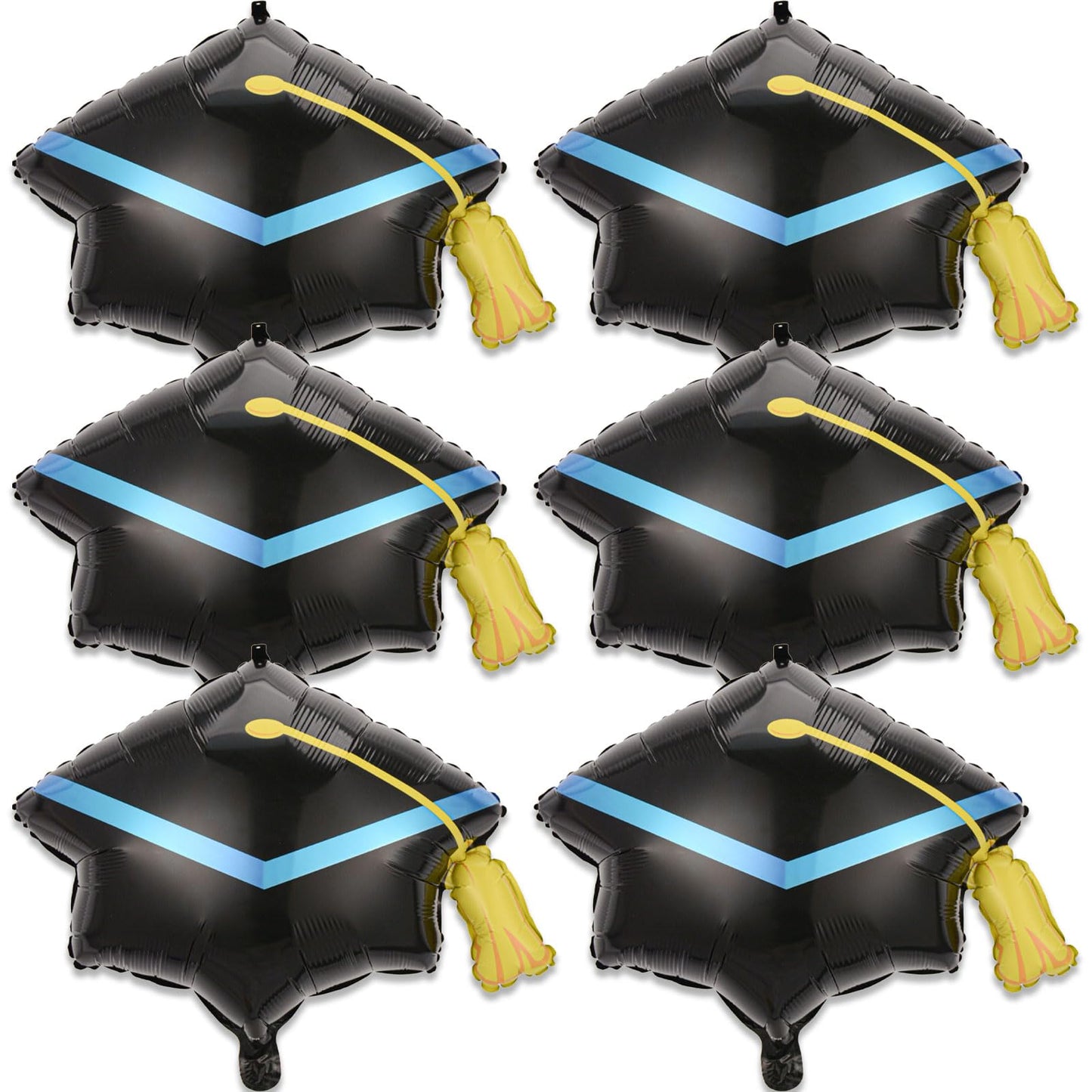 6Pcs Graduation Balloons - 22 Inch Black Graduation Cap Balloons - Grad Hat Balloon for Graduations Decorations Class of 2026 - Grad Party Decorations 2026