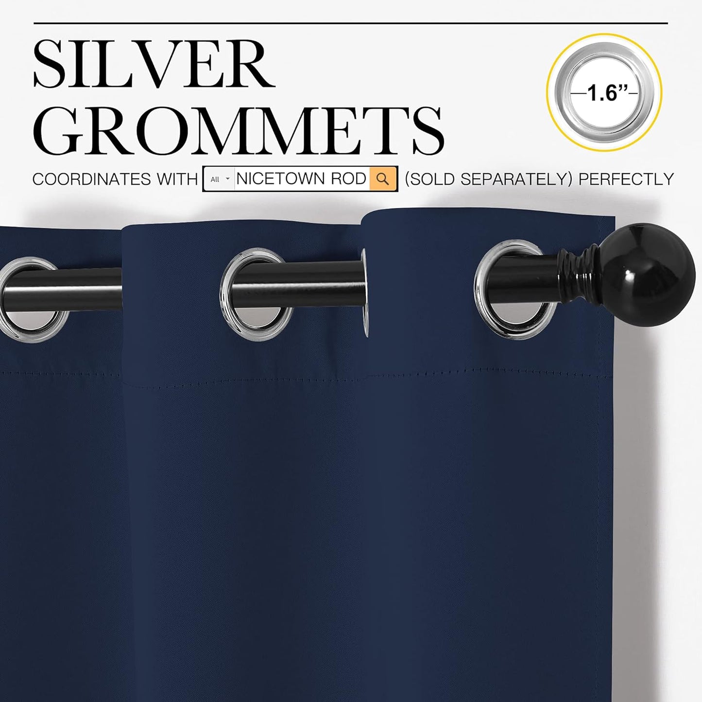 NICETOWN Blackout Curtains - All Season Thermal Insulated Grommet Drapes for Kids' Room | Navy, 55 x 68 Inches