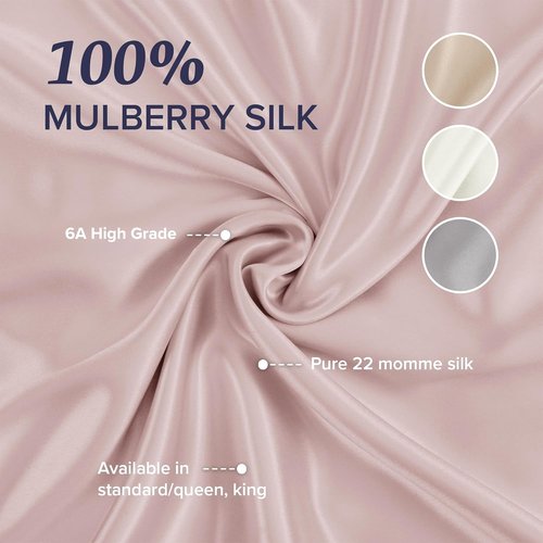 Beckham Hotel Collection Silk Pillowcase - 100% Mulberry Silk for Hair & Skin | 22 Momme, Queen, Cherry Pink