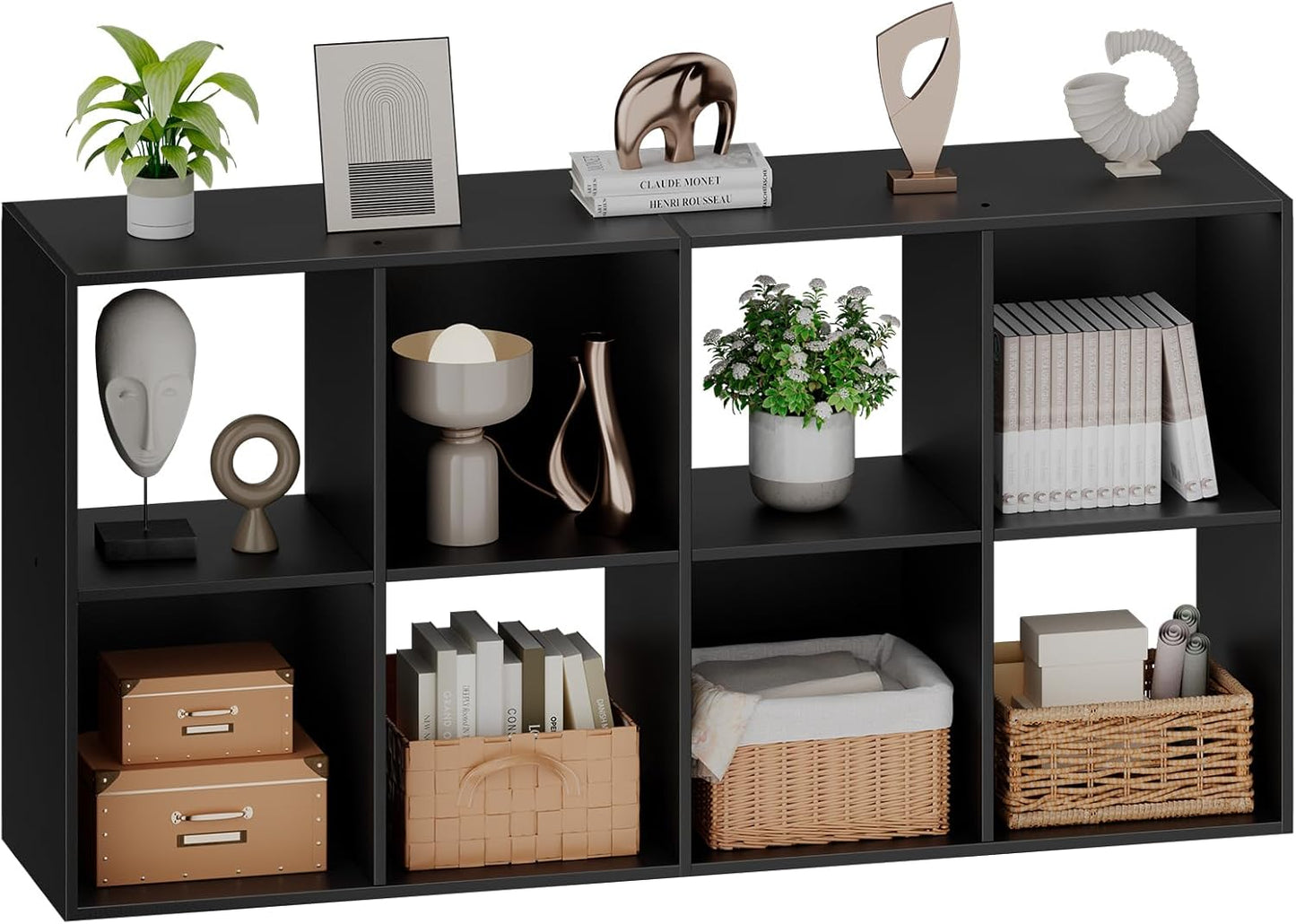 Sweetcrispy 8 Cube Storage Organizer - Versatile Open Cube Bookshelf with Removable Back Panels | 47.7" L x 11.6" W x 24" H, Black