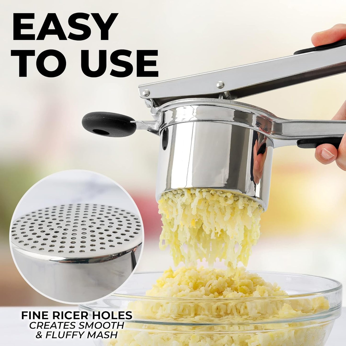 Zulay Kitchen 15oz Potato Ricer - Heavy Duty Stainless Steel Masher for Perfect Mashed Potatoes