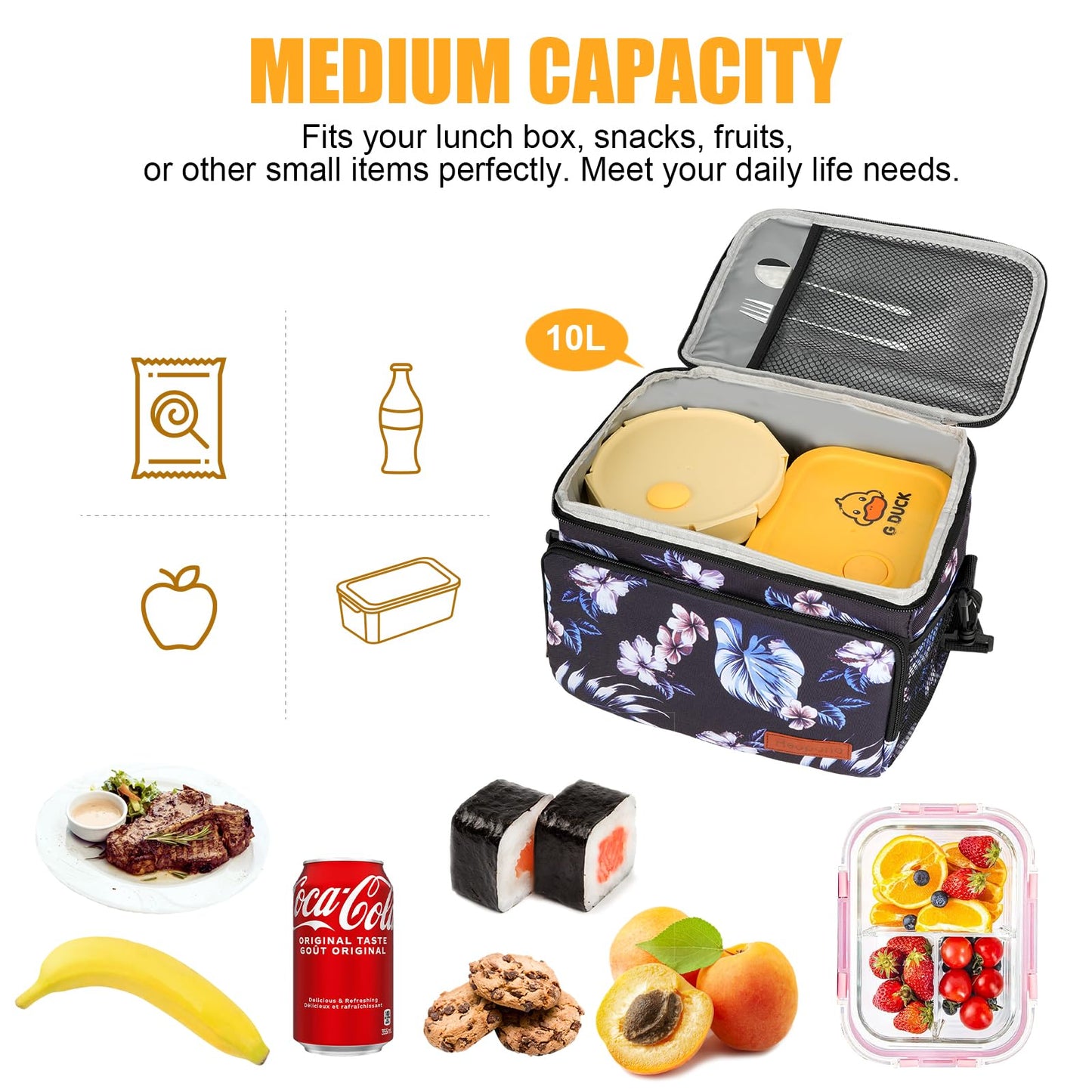 Coreskin Insulated Lunch Box for Adults, 15L Leakproof Cooler Bag with Multi Pockets, Adjustable Strap, Ideal for Work, Beach & Picnic