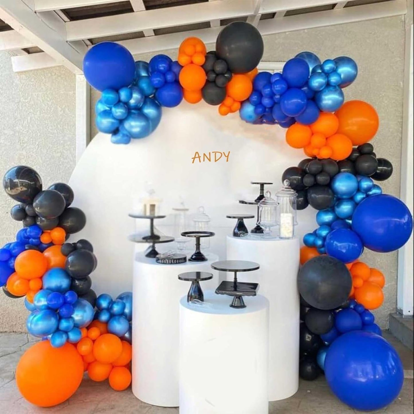 Royal Blue & Matt Orange Balloons by [Brand Name] - 12-Inch Metallic Latex Party Balloons for Kids' Anime Birthday Decor