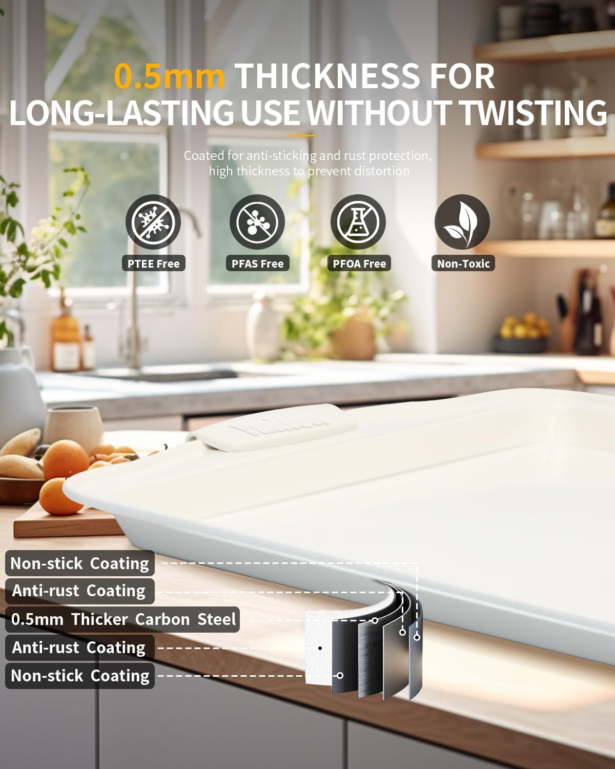 Skiennix Baking Pans Set - 34 PCS Nonstick Bakeware with Silicone Handles | Includes Cookie Sheet, Cake Pans & More