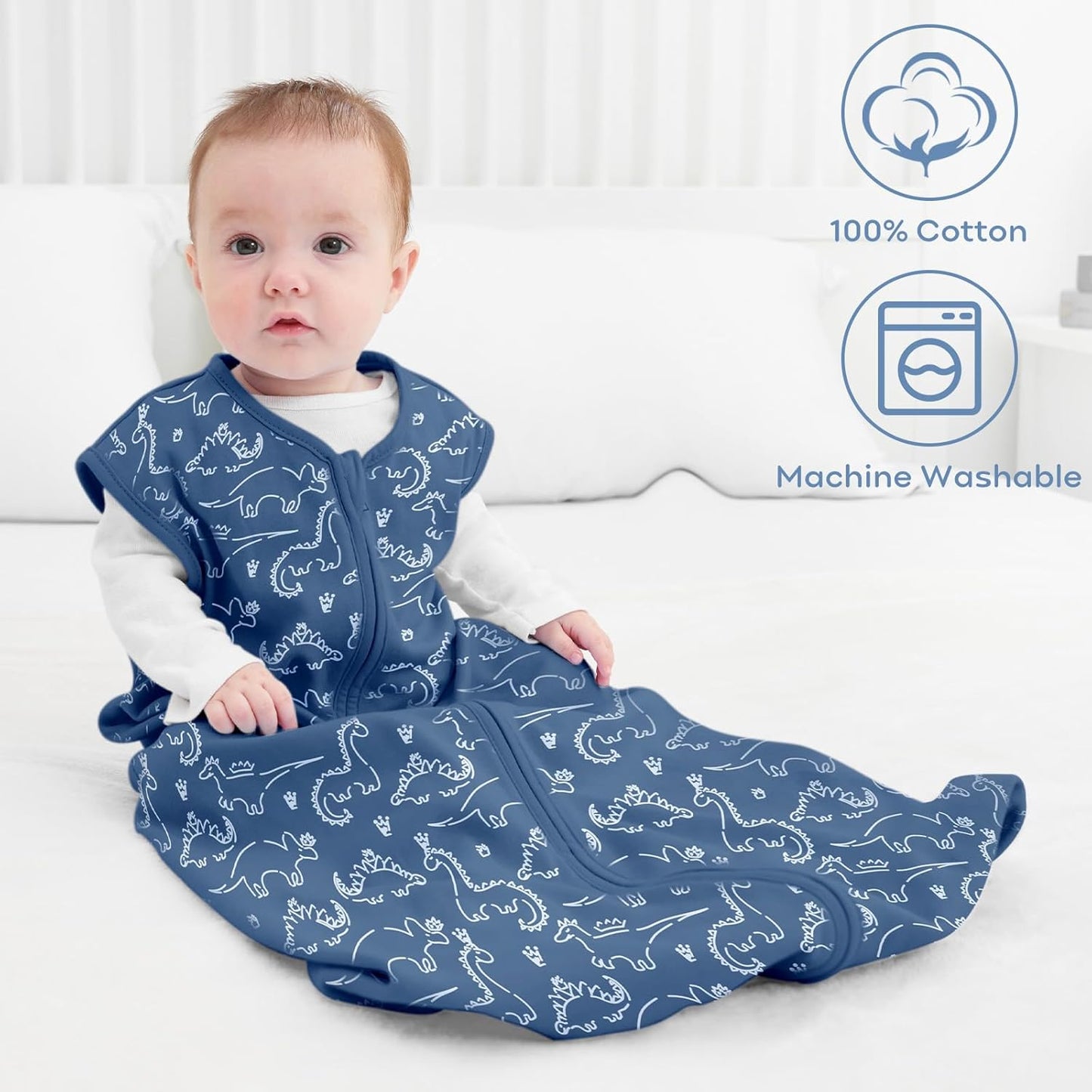 Yoofoss Baby Sleep Sack | 100% Organic Cotton Wearable Blanket for 6-12 Months | Lightweight 2-Way Zipper, TOG 0.5