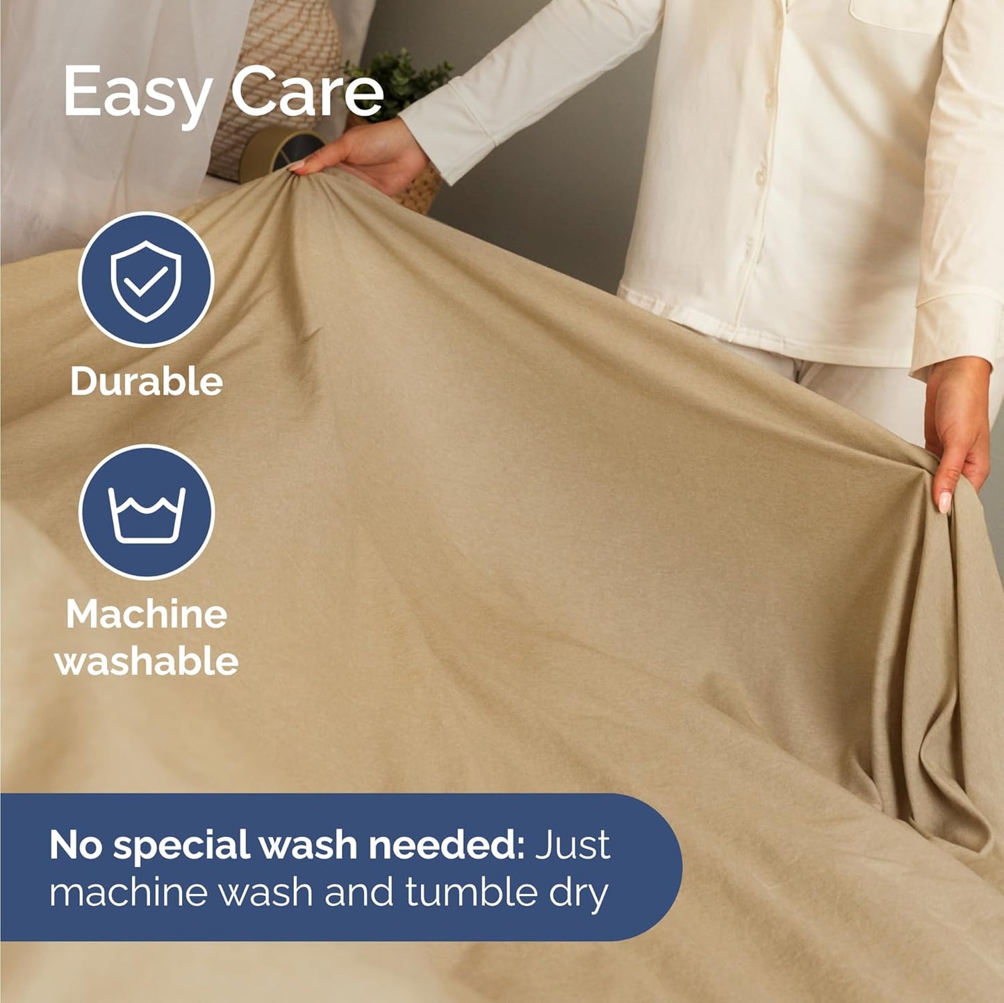 Skiennix Twin Size 3 Piece Sheet Set - Comfy Cooling Bed Sheets | Luxury Soft & Wrinkle-Free Tan