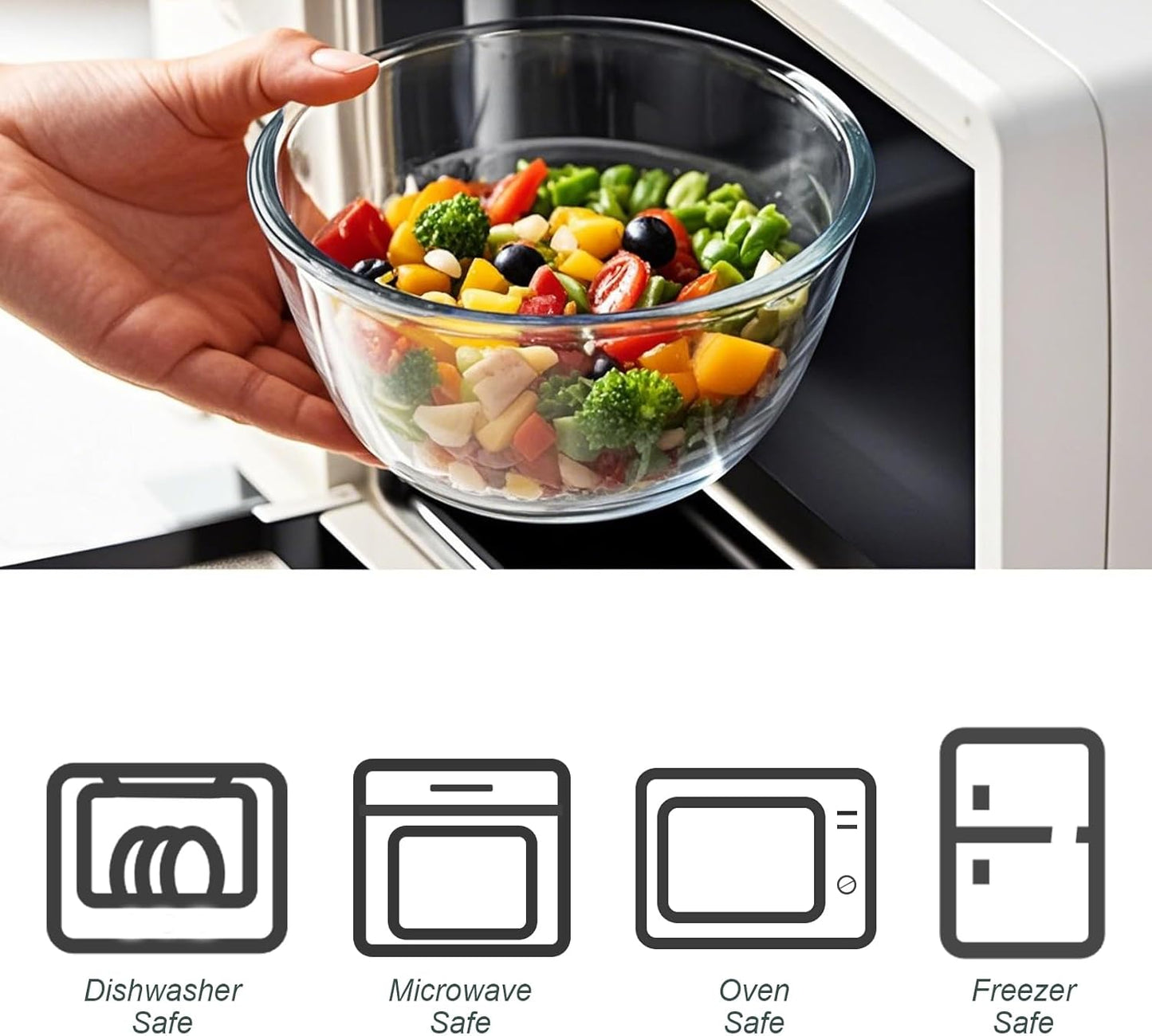 M MCIRCO Glass Mixing Bowls - 4-Pack Nesting Bowls Set for Meal Prep & Food Storage | BPA-Free, 0.8/1.7/2.9/4.8 Qt
