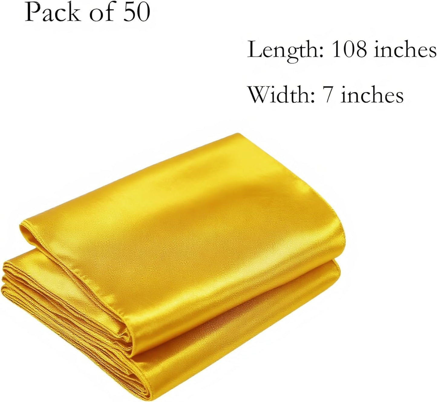 Regine Switzerland Wedding Satin Chair Sashes - Elegant Gold Bows, 7x108 Inch, Pack of 50 for Events