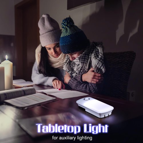 Enhon Emergency Power Failure Night Lights, 5-in-1 Multi Color LED Light, Rechargeable Flashlight with Foldable Plug, Automatic On Off Motion Sensor for Bedrooms, Hallways, Black Outs (6 Pack)