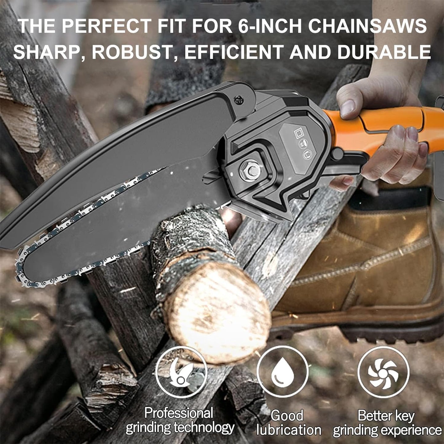 Skiennix 8-Inch Chainsaw Chains - 4 Pack Replacement | 1/4" Pitch, 47 Drive Links, .043" Gauge