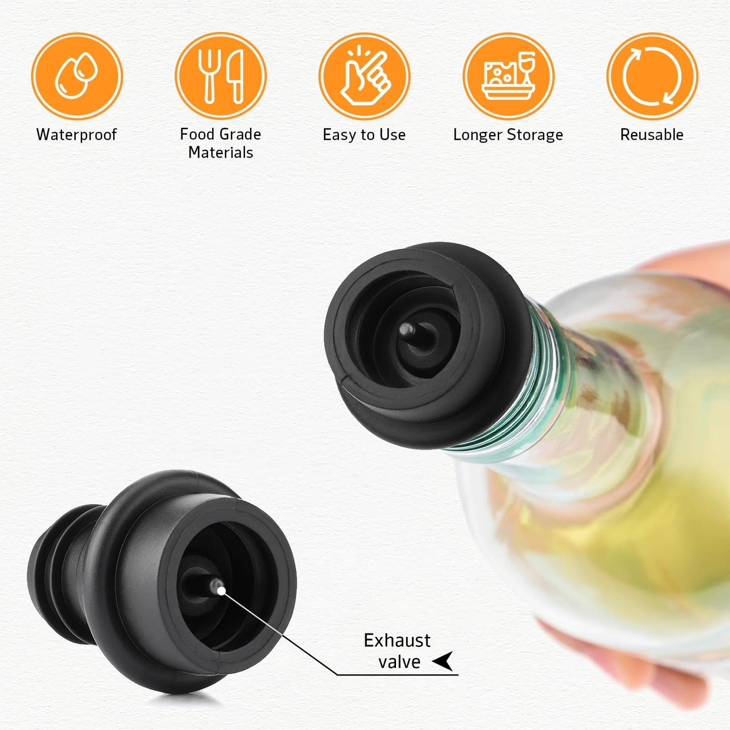 OWO Wine Vacuum Pump and 4 Stopper, Wine Saver & Preserver, Reusable Air Remover Pump Keeps Fresh