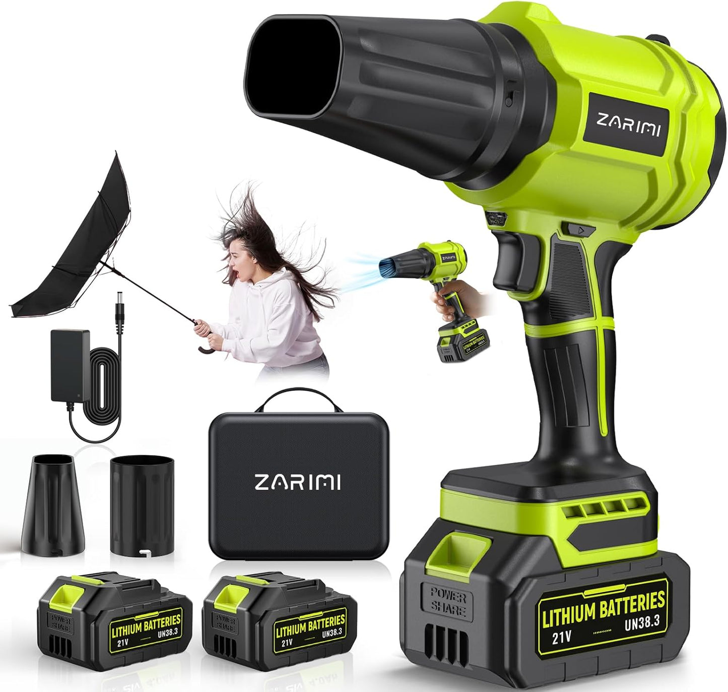 YUQUESEN Cordless Leaf Blower - 980,000 RPM Handheld Design with 2 x 4.0Ah Batteries & Charger | Lightweight for Patio Cleaning & Lawn Care - Light Green