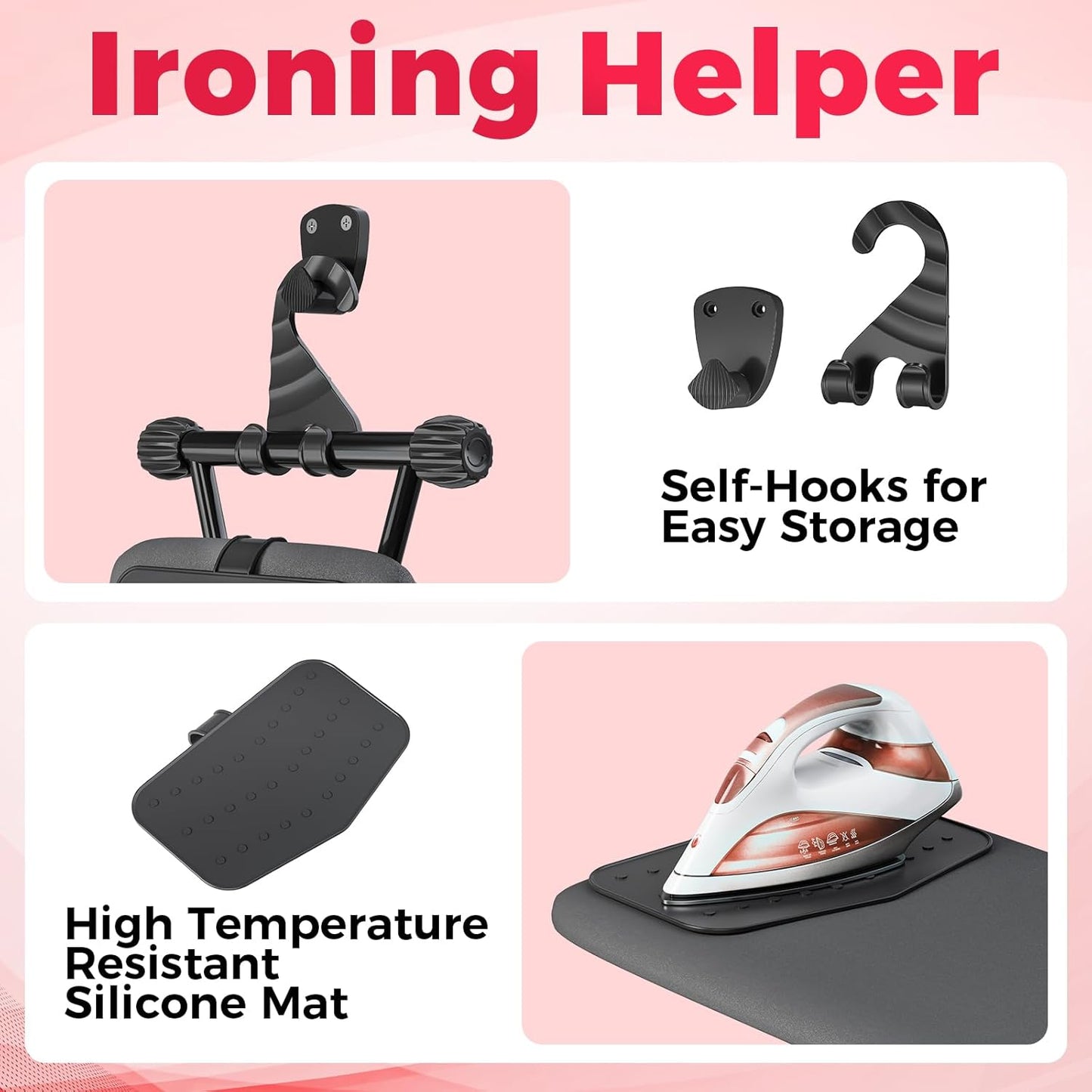 APEXCHASER Compact Ironing Board - Foldable Design with Heat Resistant Cover | 7 Height Adjustments, 13x43 Black
