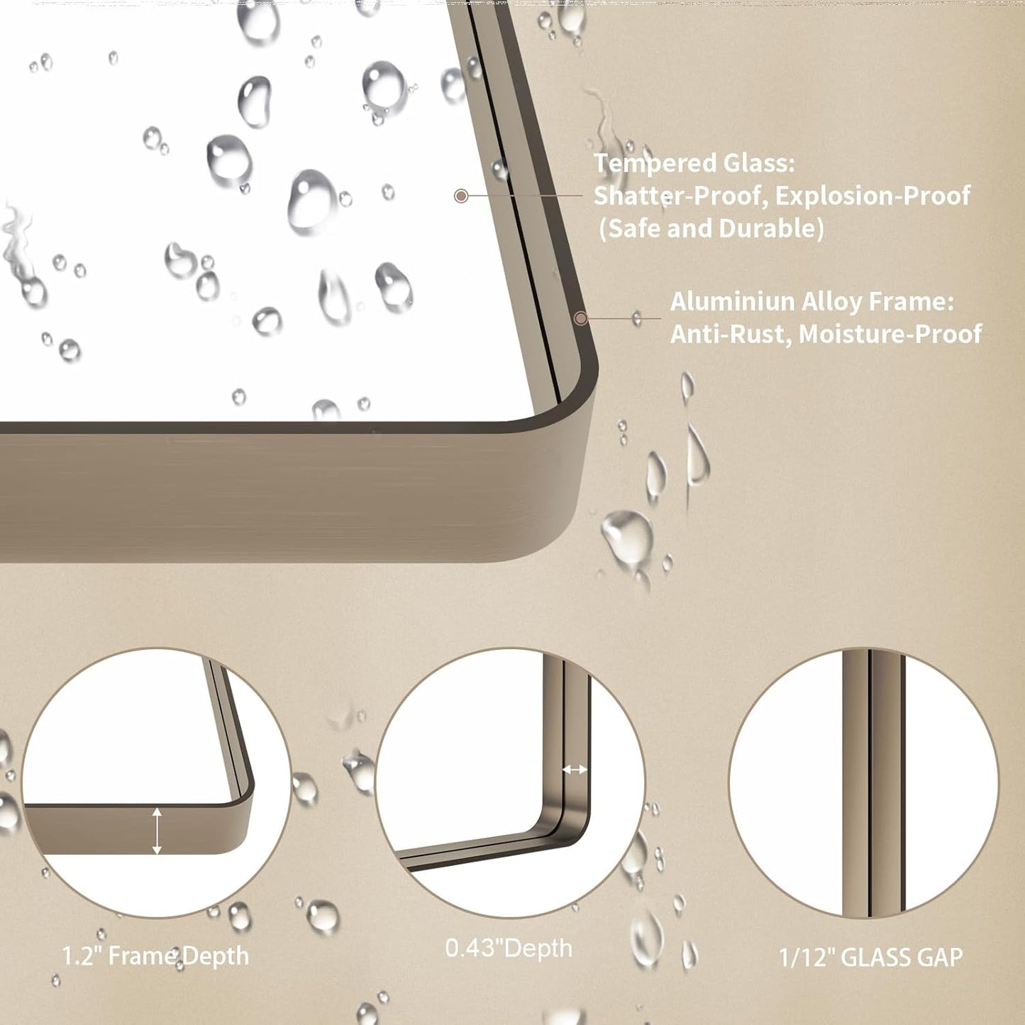 LOAAO Bronze Bathroom Mirror - 20”X30” Rounded Rectangle Design with Anti-Rust Brushed Frame | Versatile Hanging Options