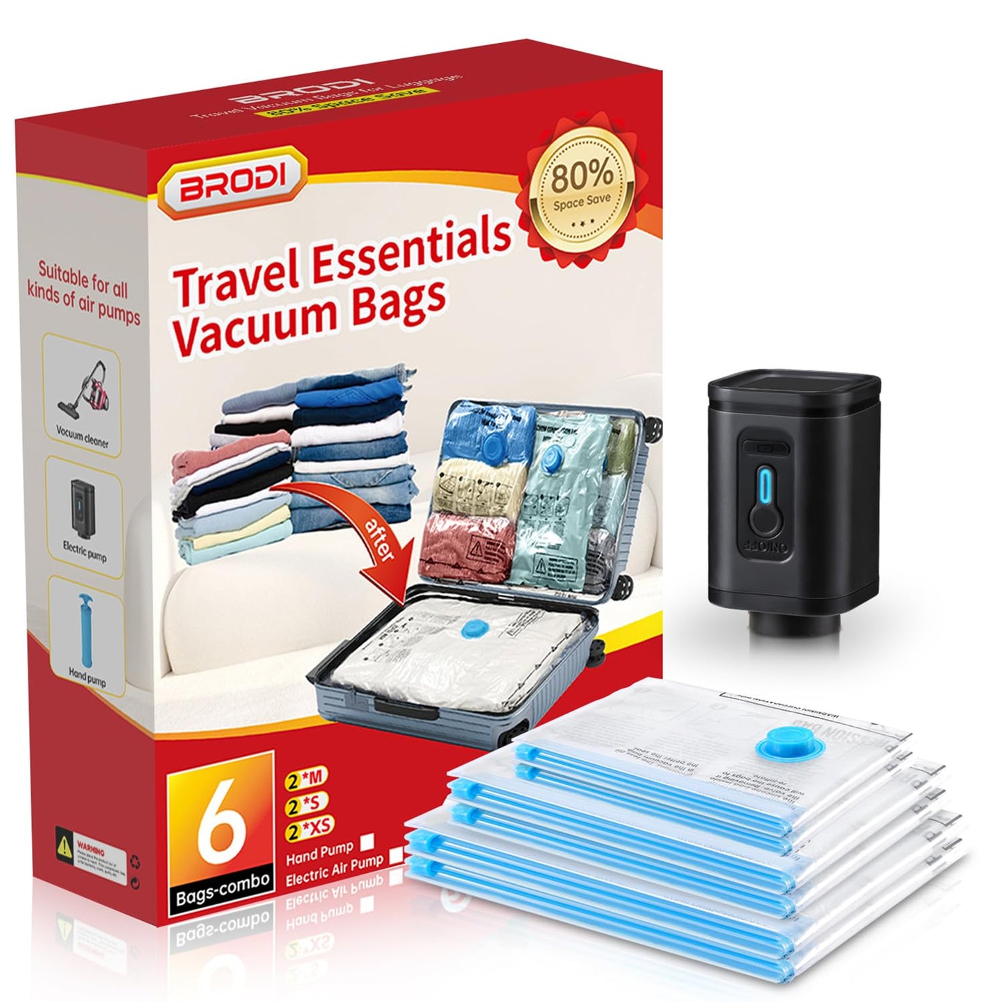 Travel Vacuum Bags - Space Saver Combo Pack (6 Bags)