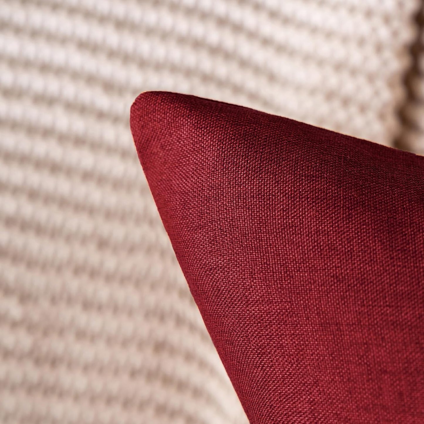 MIULEE Decorative Outdoor Throw Pillow Covers - Waterproof Faux Linen Cushion Cases | 20x12 Inch, Wine Red (Pack of 2)