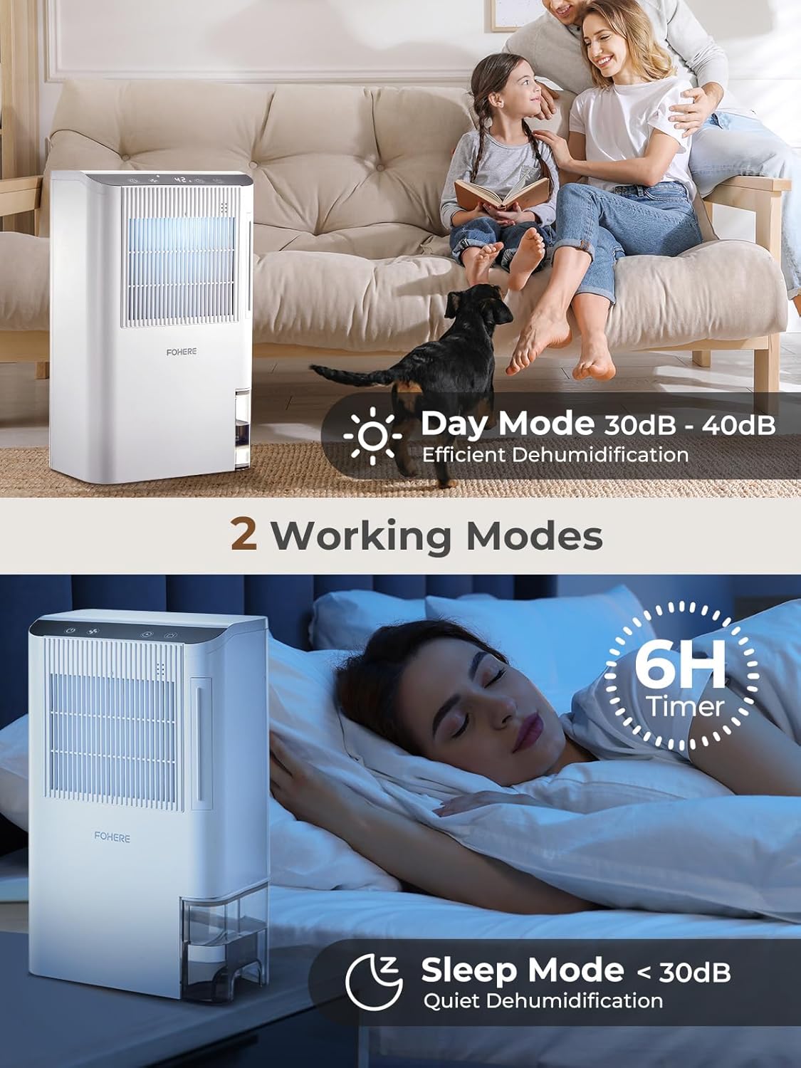 Skiennix Dehumidifier - 2000 Sq.Ft. Capacity with Auto Shut Off & 7 Color Light | Ideal for Home, Basement & Bathroom