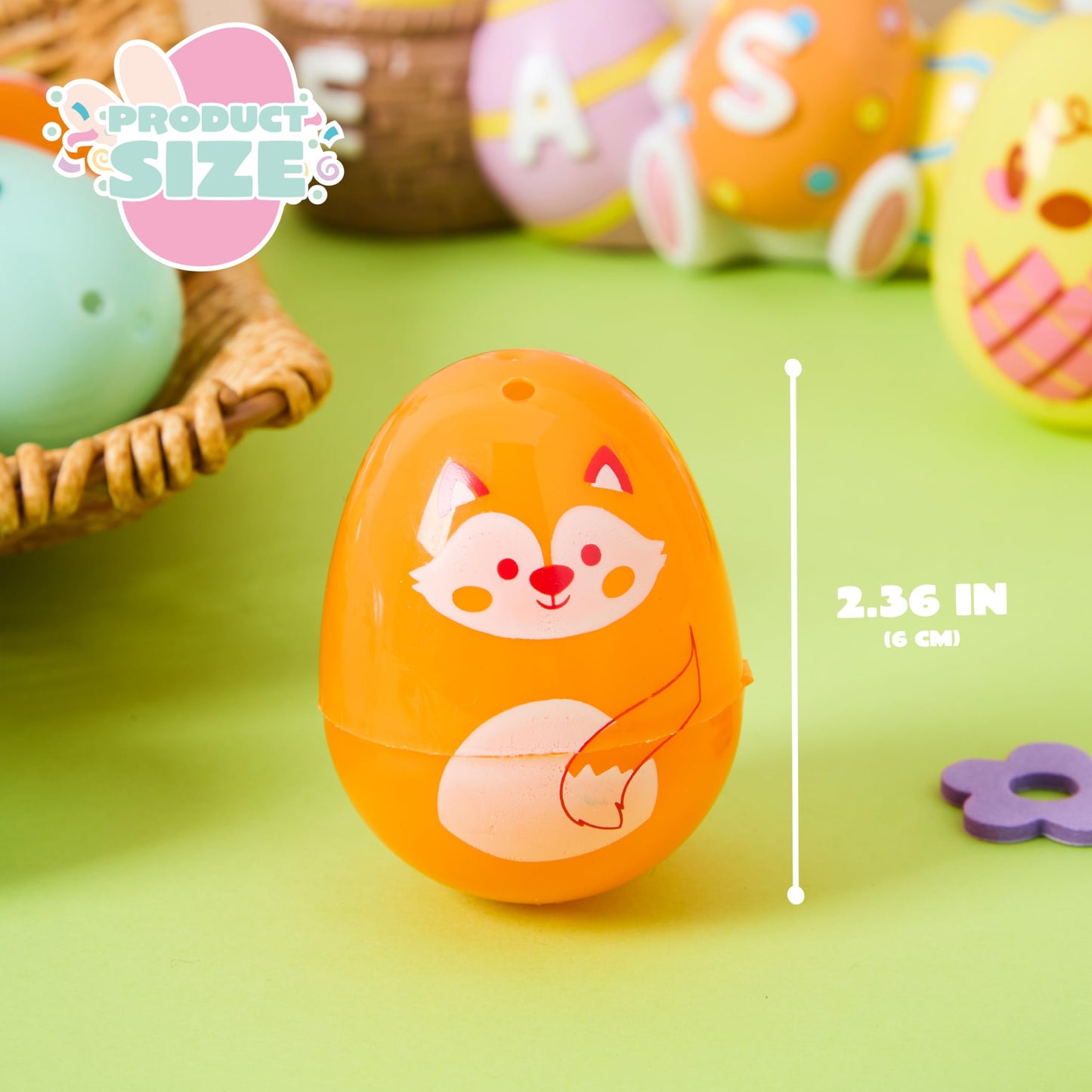 JOYIN 24 PCS Plastic Easter Multicolor Animal Eggs, 2.36" Fillable Eggs with 6 Kinds of Animal Pattern Eggshells for Easter Hunt, Treat Filling, Party Favor, Basket Stuffers, Classroom Prize Supplies