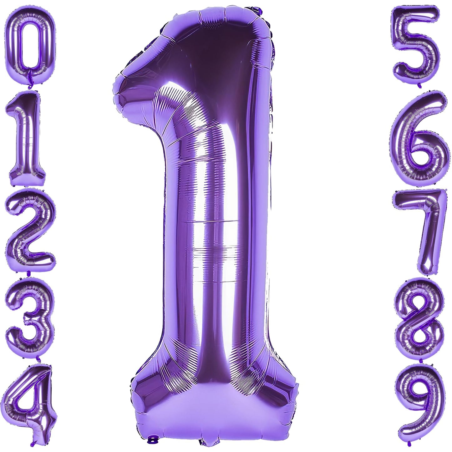 1 Number Balloon Purple 40 inch Big Foil Mylar 1st Balloons for 1 Year Old Boy Girl Birthday Party Decorations Wedding Anniversary Events Supplies
