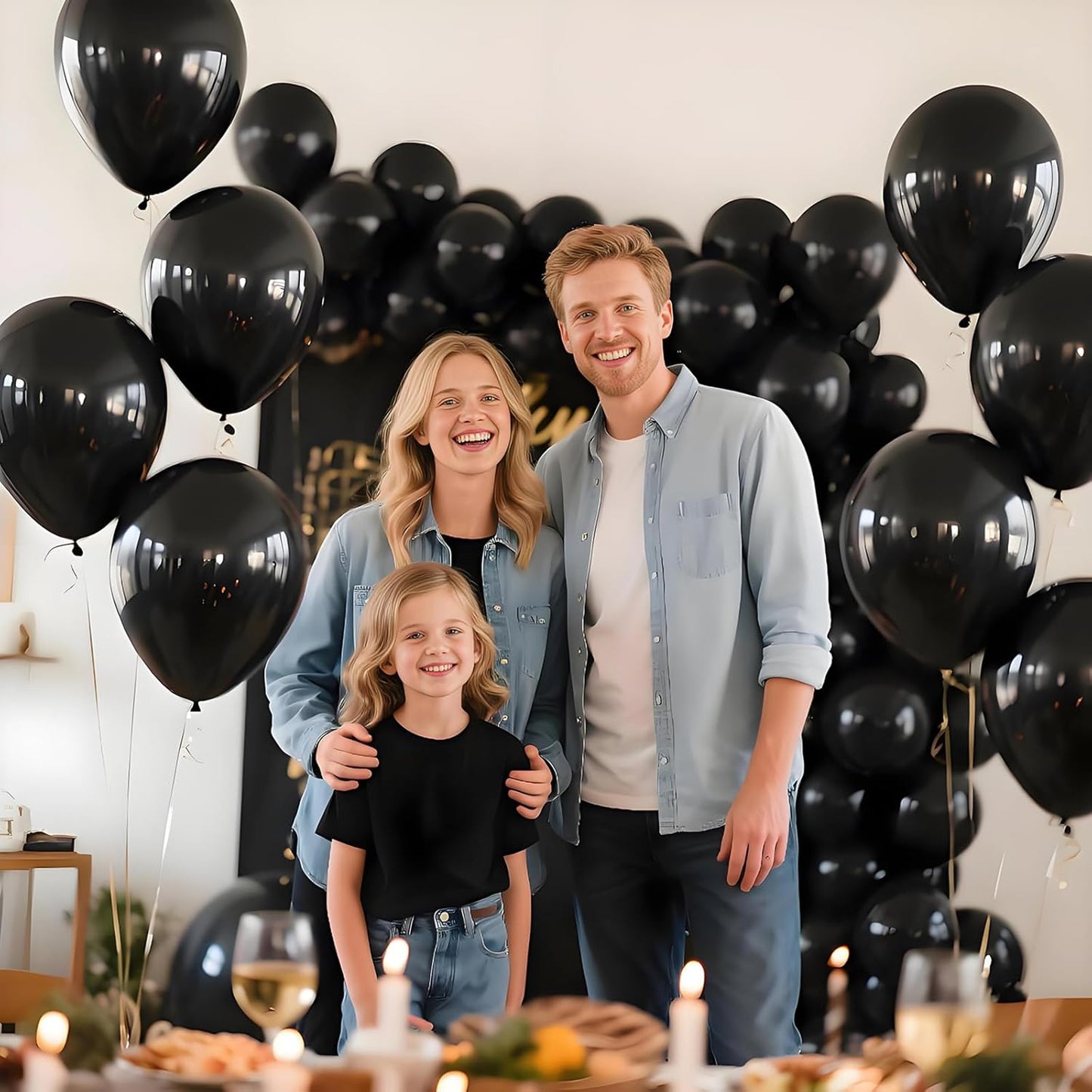 KAWKALSH Black Balloon | 12-Inch Thickened Latex Party Balloons - 110pcs for Birthdays & Weddings