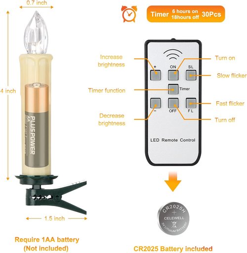 Daord Flameless LED Taper Candles - 30 PCS Battery Operated with Remote Timer | Ivory for Holiday Decor