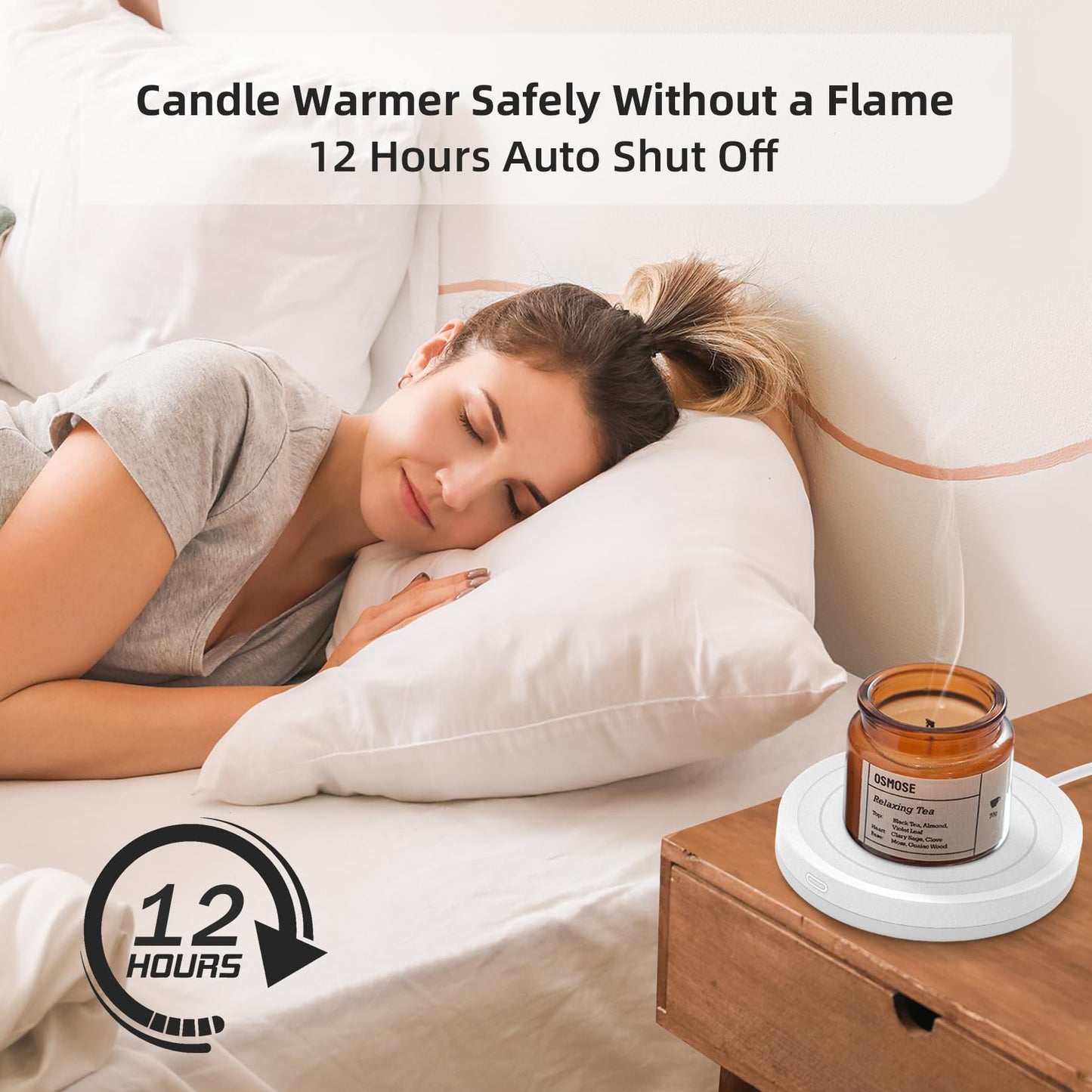 HIBSR Smart Coffee Mug Warmer and Candle Warmer Plate - Safely Releases Scents Without Flame - for Candle Jars, Mugs, Tea Cups - Desk, Home, Office Use (NO Cup)