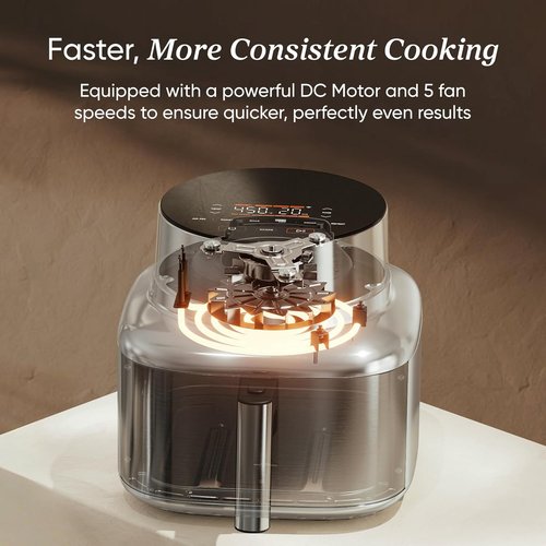 Cosori Smart Air Fryer - 6.5 Qt Stainless Steel with PFAS-Free Ceramic Coating | Max 450°F, Versatile Cooking