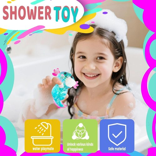 Axolotl Squishy Stress Relief Toy - Glitter Fidget Toy for Kids & Adults | Blue Color, Perfect for Anxiety Relief