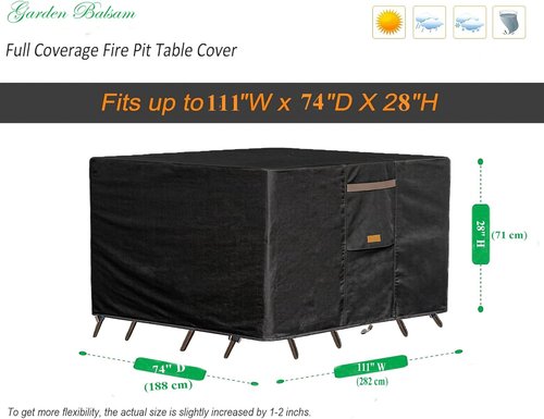 600D Heavy Duty Waterproof Patio Furniture Covers - UV Resistant Rectangular Table & Chair Set | 111" W x 74" D x 28" H - Black