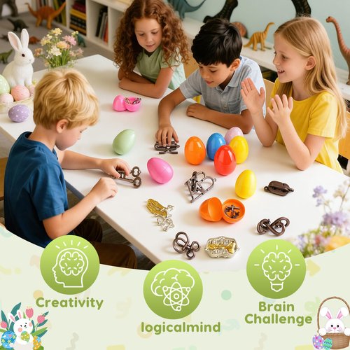 36 Pack Easter Eggs Filled with Brain Teaser Puzzles Toys, Easter Basket Stuffers for Kids Teens Adults, Easters Egg Fillers for Kids Teens Adults, Easters Eggs Hunt Game, Classroom Prize Supplies