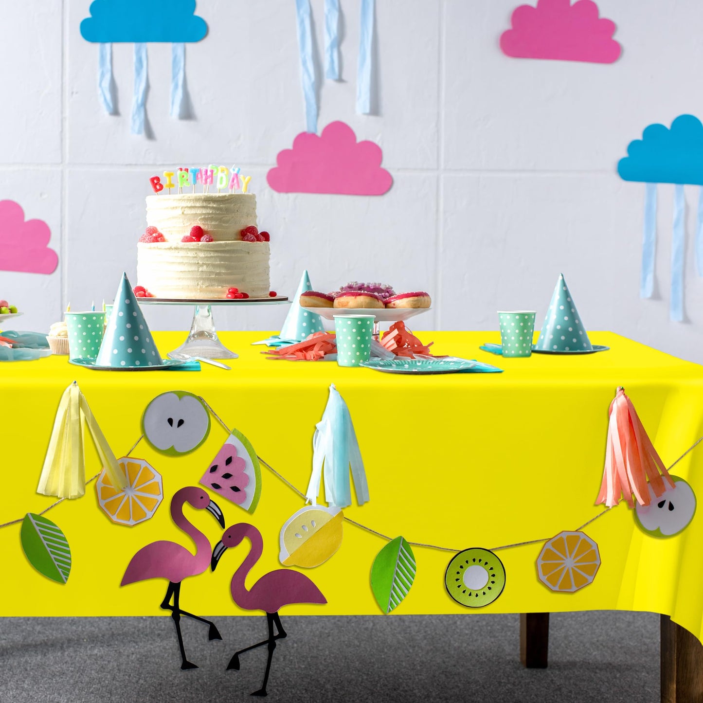 QZYL 12 PCS Yellow Rectangle Tablecloth, Disposable Plastic Picnic Table Cover, 54 X 108 in Lightweight Table Cloth Rectangle for Birthday Parties Weddings Picnics and Outdoor Gatherings