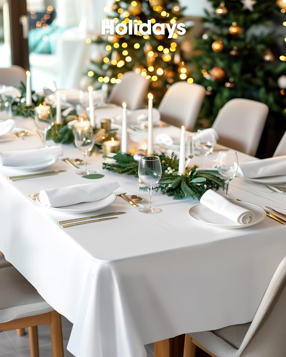 Pureegg Table Cloth Set - 10 Waterproof Disposable Tablecloths (54"x108") & 2 Decorative Cheesecloth Runners (35"x120") | Perfect for Parties, Picnics & Weddings in White & Sage