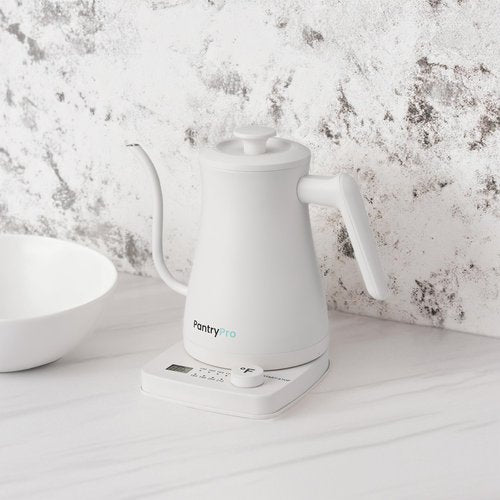 1.0L 1500W Gooseneck Electric Kettle - Stainless Steel Interior - Rapid-Boil - Auto Shut-Off, Boil-Dry Protection, Temperature Control, LED Indicator - White by The Display Guys