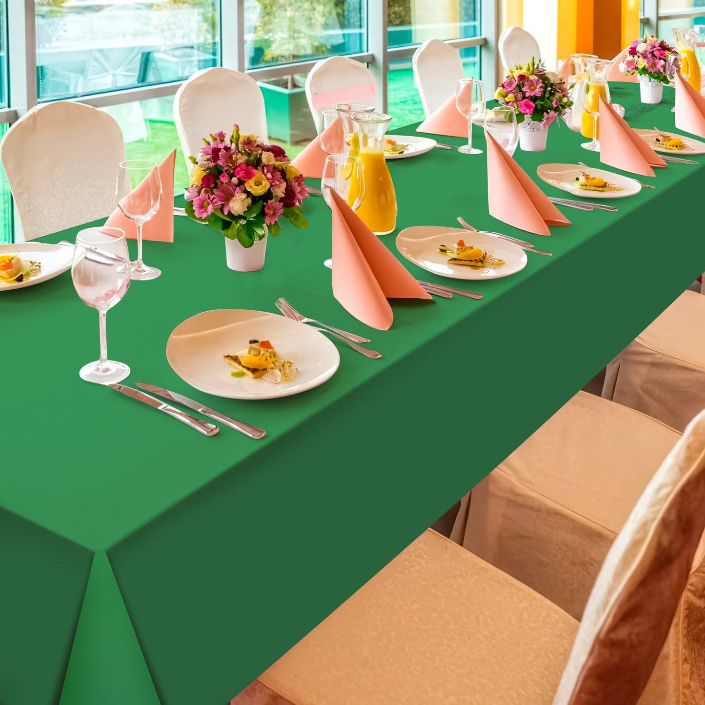 YIDAKO 3Pcs Green Tablecloths for Rectangle Tables,Disposable Plastic Table Cloth,Waterproof Green Table Cover for Graduation Birthdays Weddings Anniversary Party Decorations,54 x 108 Inch