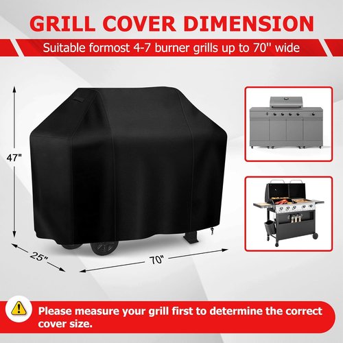 iCOVER 70-Inch BBQ Grill Cover - Waterproof & UV Resistant for Weber, Char-Broil, Nexgrill | Black