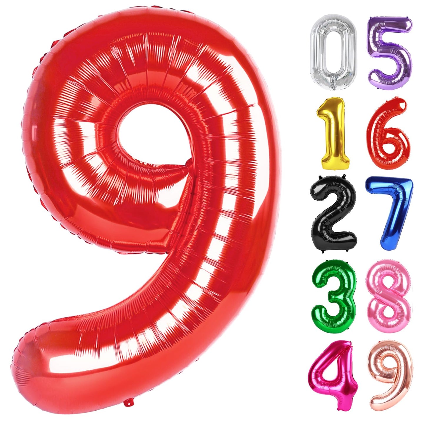 Red Number 9 Balloon 40 Inch, 9th Birthday Party Decorations for Children, Giant 9 Foil Balloon for Party Supplies