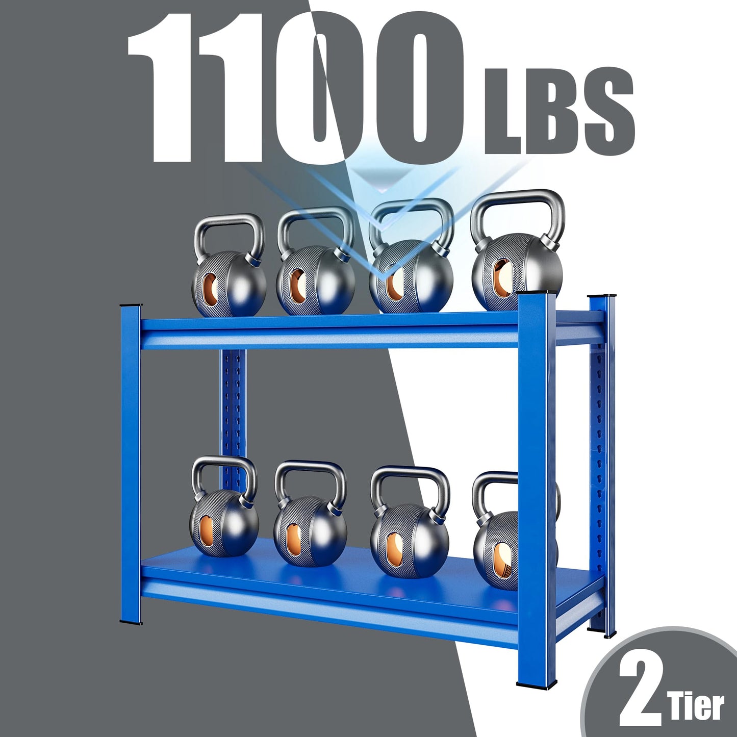 Rufokisa Garage Shelving Heavy Duty，Large Loads Adjustable Garage Storage Shelves, Metal Storage Racks and Shelving Units, Utility Rack Shelves,48”W x 18”D x 39”H,Blue