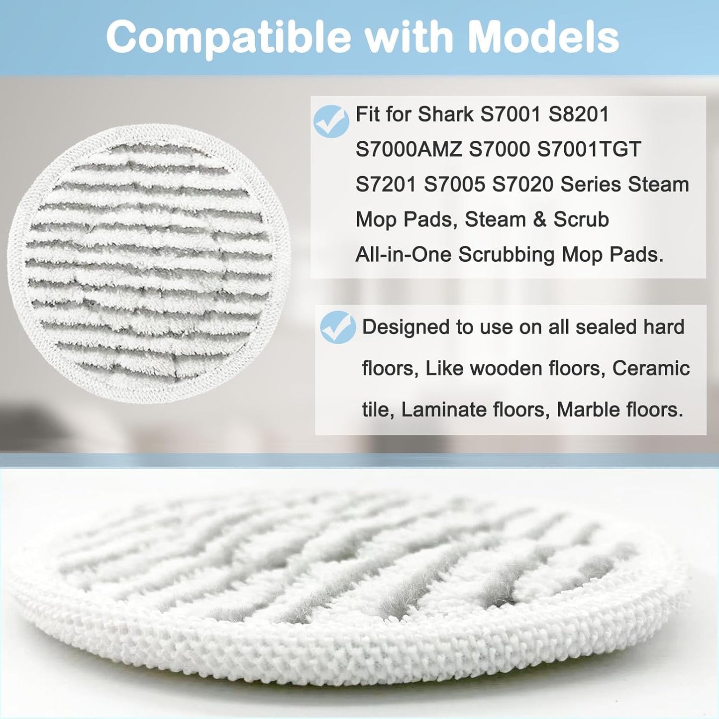 Skiennix Steam Mop Pads - 14 Pack Replacement for Shark S7001, S8201, S7201 | All-in-One Scrubbing Solution