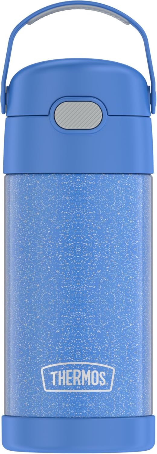 THERMOS FUNTAINER Water Bottle - 12 Ounce Kids Stainless Steel Vacuum Insulated - Glitter Periwinkle