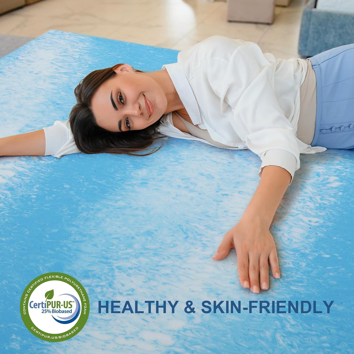 Skiennix Gel Memory Foam Mattress Topper - Twin Size Cooling Bed Topper for Back Pain Relief
