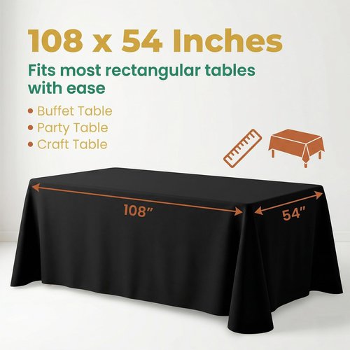 Airbin Plastic Table Cloth Disposable, 10 Packs Disposable Tablecloth 54 X 108 Inch Black Plastic Tablecloth for Rectangle Tables Tougher PEVA Table Cover for Party Decorations Picnic Dining Birthday
