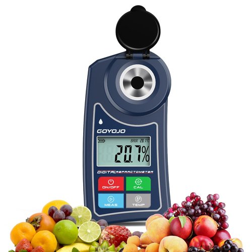 Digital Brix Refractometer GOYOJO Brix Meter Lab Refractometer ±0.5 Brix/1℃ Accuracy, 0-55% Range with ATC for Fruits Juices, Beer, Wine, Coffee &Mor Liquid Sugar Content Test