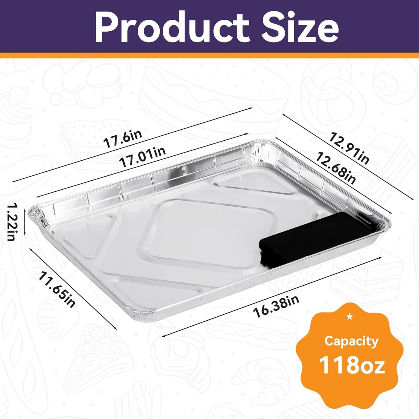 Aluminum Foil Pans - Disposable 1/2 Size Cookie & Cake Trays | 17x13 Inch (20 Pack) for Baking & Grilling
