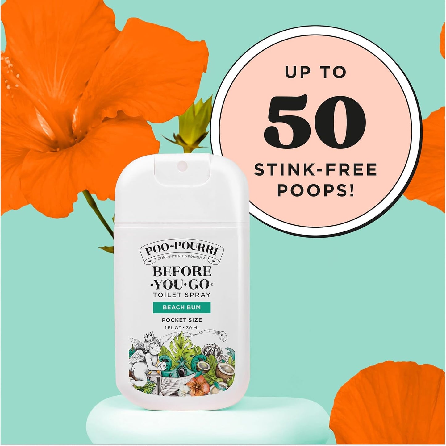 Poo-Pourri Before-You-Go Pocket Toilet Spray - Travel Essential | Beach Bum Scent, 1 Fl Oz, TSA Approved