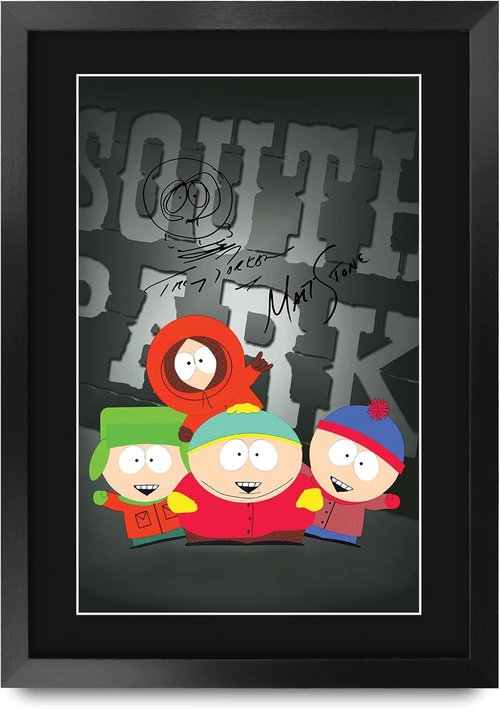 HWC Trading South Park Autographed Poster - 16" x 12" Framed TV Memorabilia Gift for Fans
