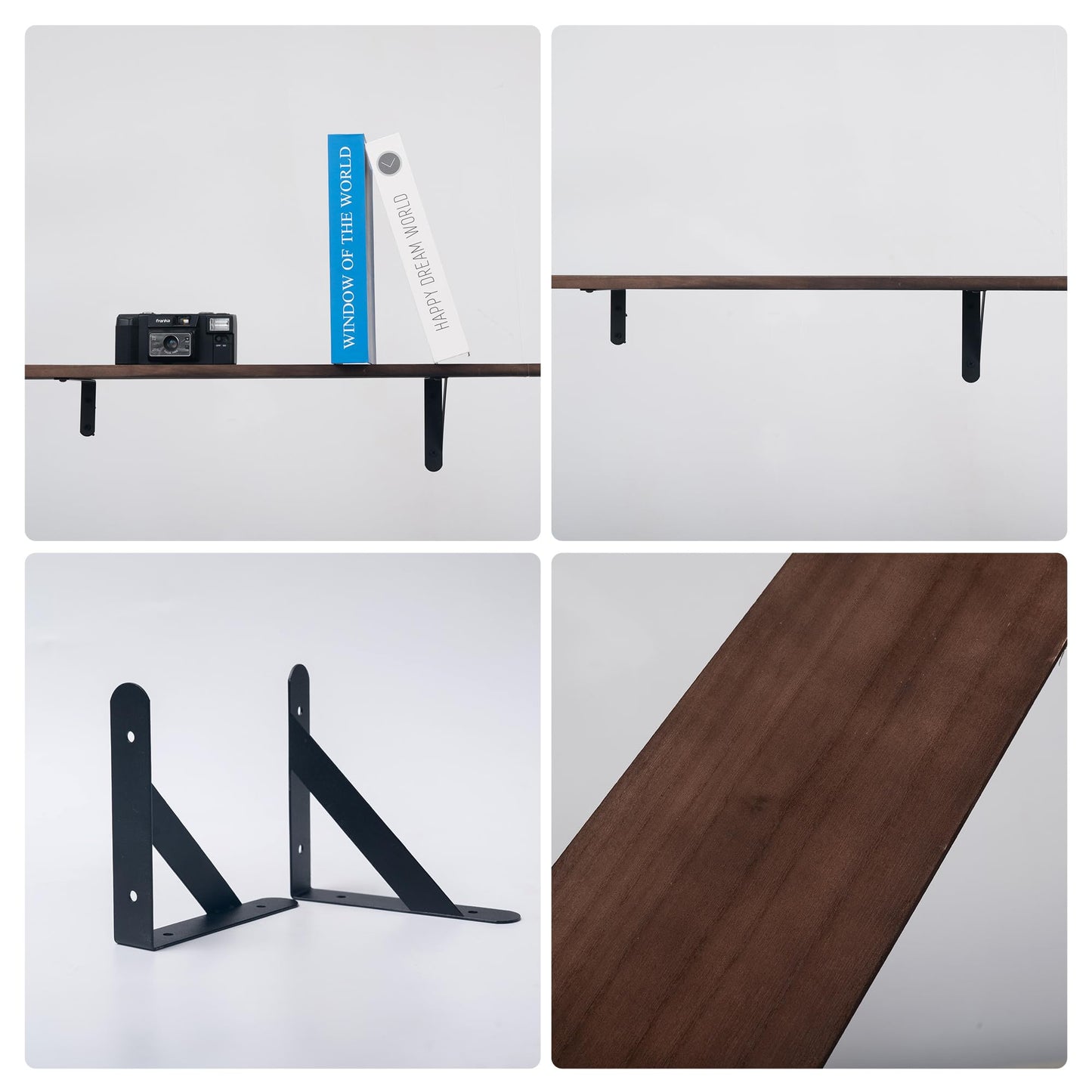 Huiyiaus Long Floating Shelves for Books,Wall Hanging Bookshelf Set of 4,Rustic Wall Mount Book Shelf Wood Extra Large for Livingroom Bedroom Kitchen Bathroom Home Office Decor,47 Inches(Dark Brown)