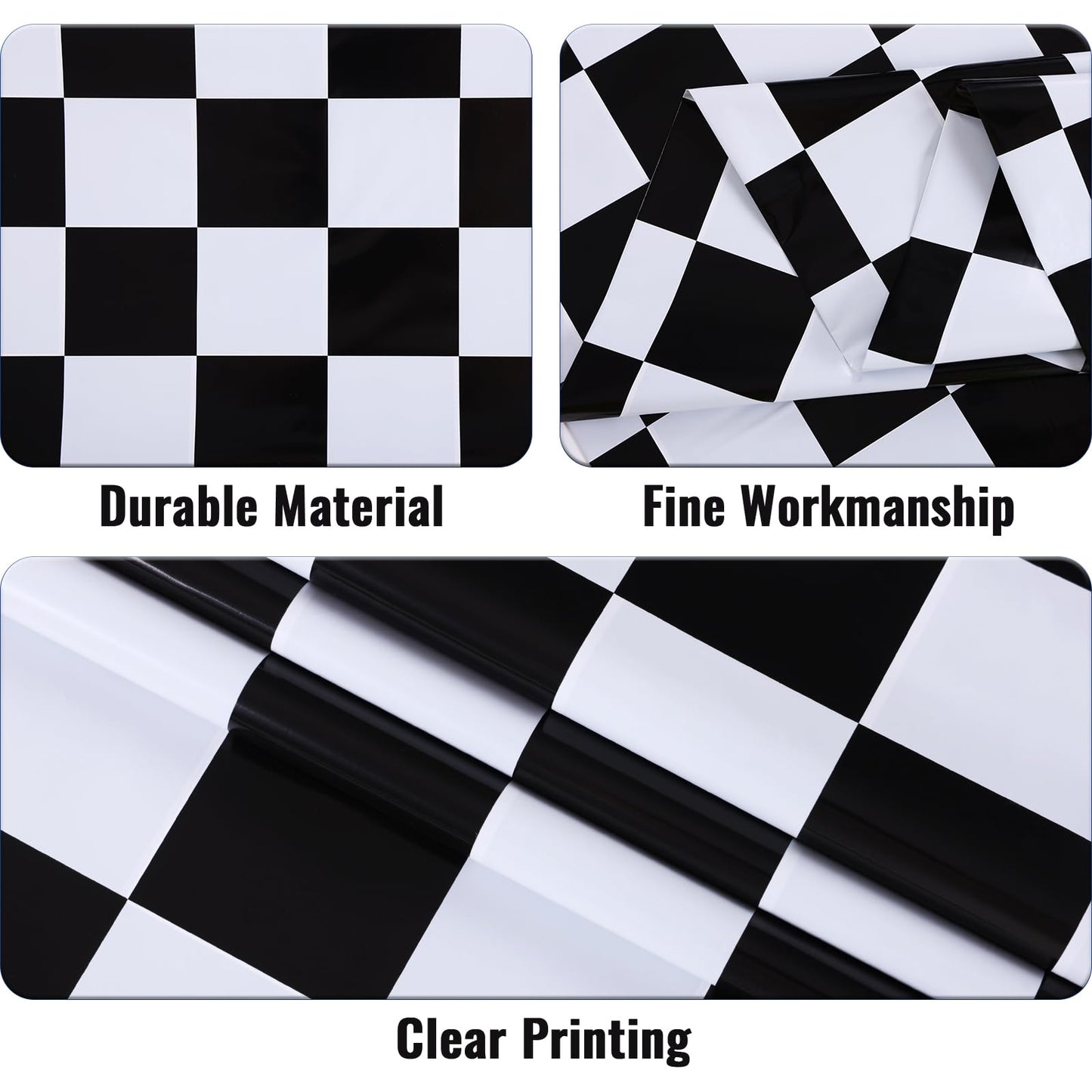 Kesfey 12 Packs Black and White Checkered Tablecloths 54 x 108 Inches Disposable Plastic Checkered Flag Racing Table Cover Waterproof Rectangle Race Car Table Cloth for Picnic Party Retro Celebration