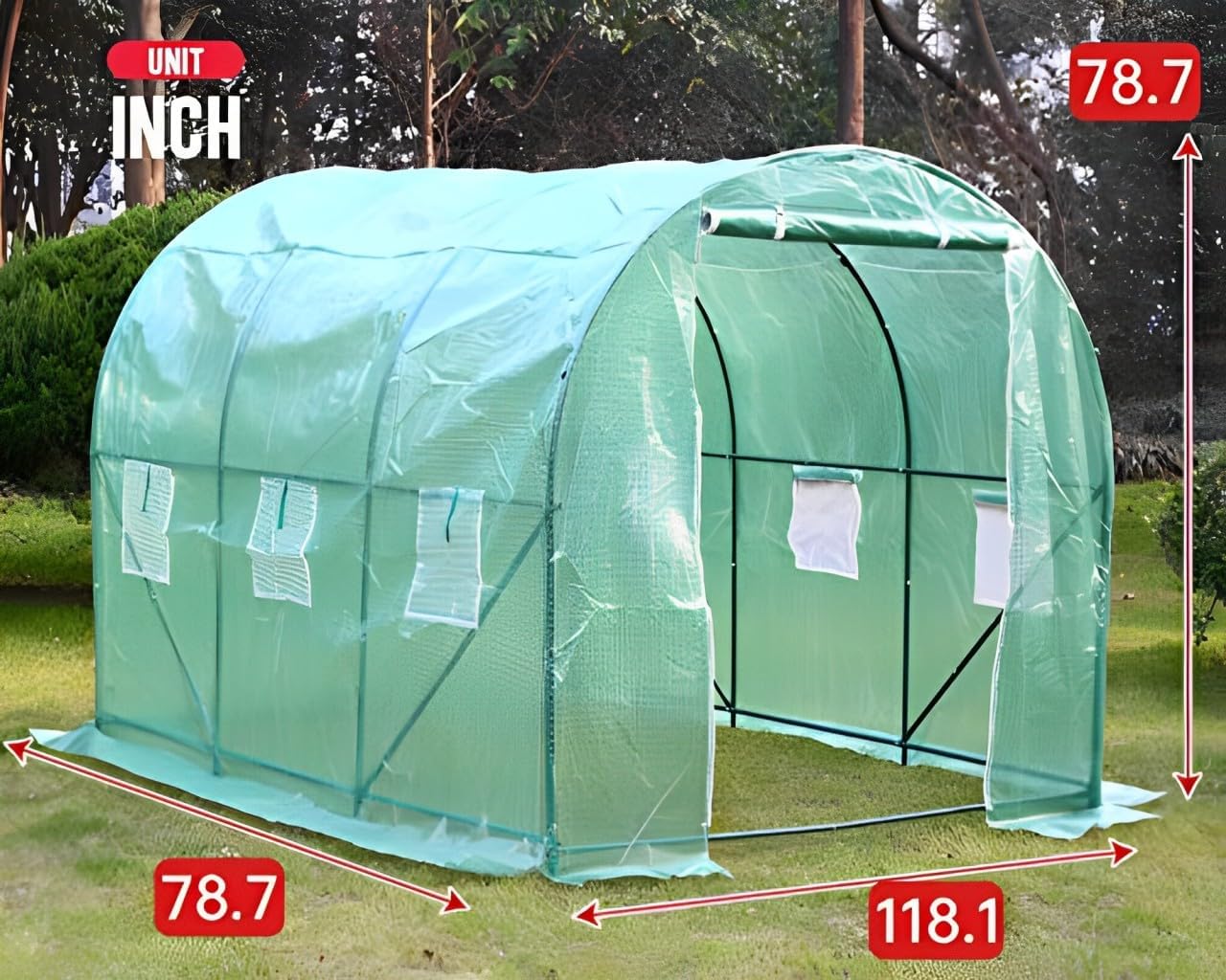 Skiennix Greenhouse Kit - Walk-In Design with Observation Windows for Outdoor Plant Growth | 10' x 7' x 7'